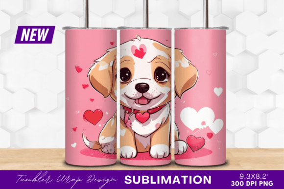 Download Cute Puppy with Hearts Tumbler Png - Premium Resources