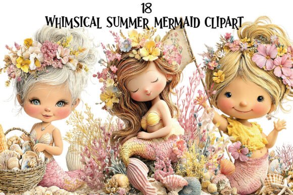 Download Whimsical Summer Mermaid Clipart - Premium Resources